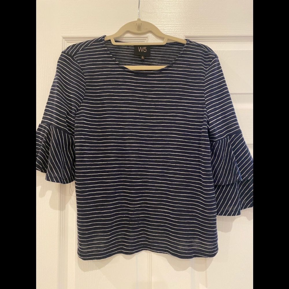 W5 navy and white striped top small